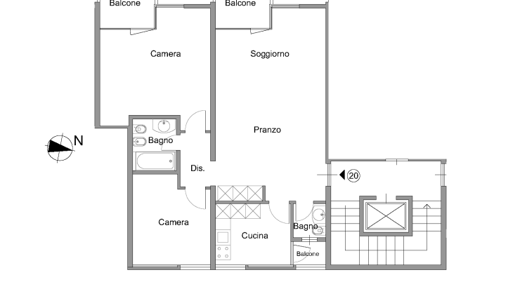 Appartamento parzialmente ammobiliato recentemente ristrutturato di 3.5 locali, al quinto piano con 3 balconi